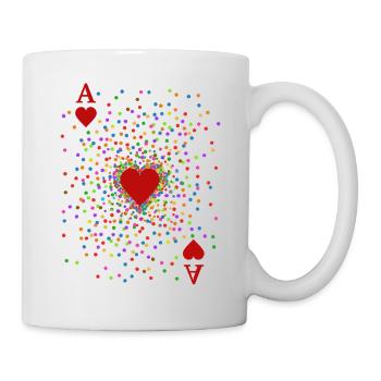 Herz As Konfetti Kostüm | Karneval Verkleidung - Tasse - Weiß - Rechts