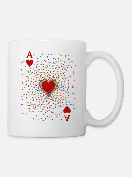 Herz As Konfetti Kostüm | Karneval Verkleidung - Tasse - Weiß