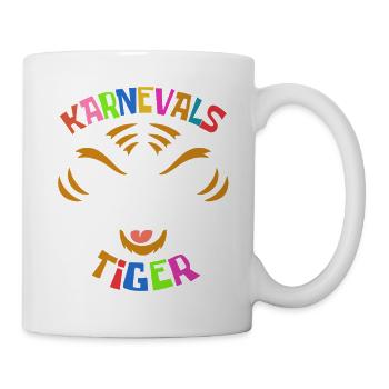 Karnevals Tiger | buntes Faschings Kostüm - Tasse - Weiß - Rechts