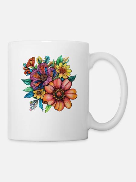 Blütenpracht Neonfarben - Tasse - Weiß