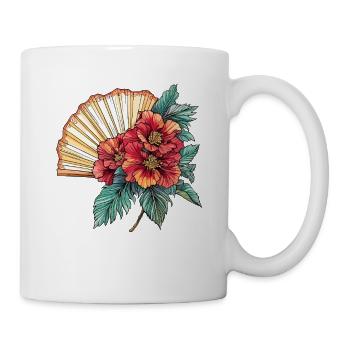 Hibiskus-Fächer im Oriental-Stil - Tasse - Weiß - Rechts
