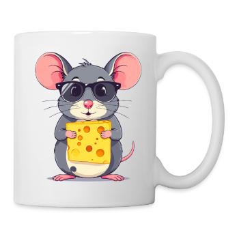 Souris au fromage cool avec des lunettes de soleil - Mug blanc - blanc - Droite