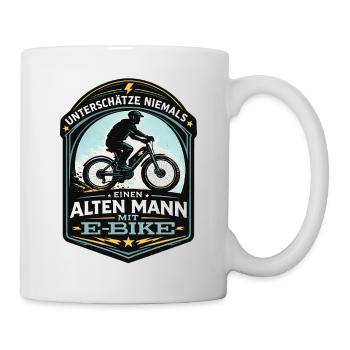 Never underestimate old man with e-bike design - Mug - white - Right