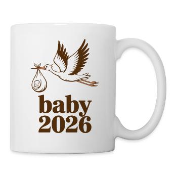 Baby 2026 Storch Geburt Verkündung - Tasse - Weiß - Rechts
