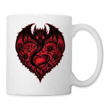 Süßes Herz Romantischer Drachenliebhaber Rosen Liebe - Tasse - Weiß - Rechts