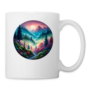 Colored forest landscape painted in evening light nature - Mug - white - Right