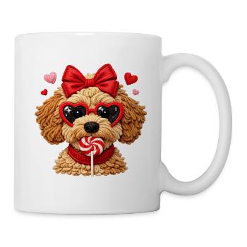 Süßer Liebeshund Mit Herzbrille Und Lolli - Tasse - Weiß - Rechts