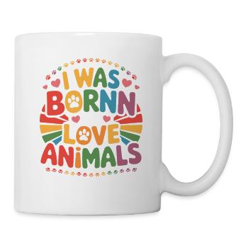 I Was Bornn To Love Animals Bunte Tierliebe - Mug - white - Right