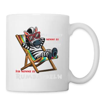 Zebra im Strandstuhl. Arbeit ist das nicht! - Tasse - Weiß - Rechts