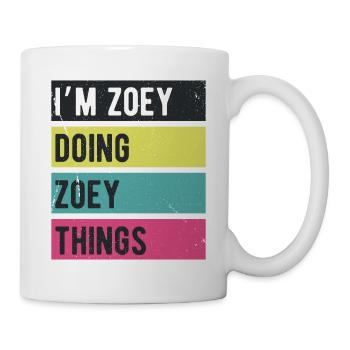 Ich bin Zoey und mache Zoey Things Retro Colors - Tasse - Weiß - Rechts