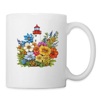 Leuchtturm Blütenfarben - Tasse - Weiß - Rechts