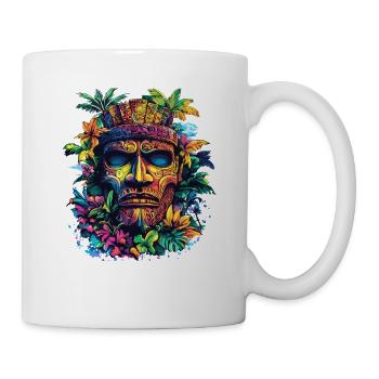 Tiki Tropical Mask Neon Colors - Mug - white - Right
