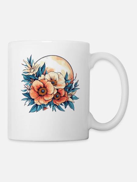 Mondschein Blütenkreis - Tasse - Weiß