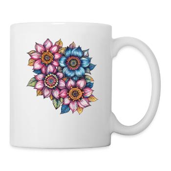 Motif de fleurs en tourbillon de fleurs - Mug blanc - blanc - Droite