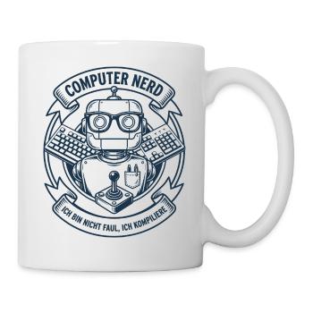 Computer Nerd Roboter Logo - Tasse - Weiß - Rechts