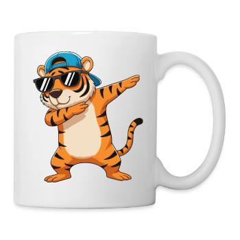 Cool Dabbing Tiger Sonnenbrille Cartoon-Kunst - Tasse - Weiß - Rechts
