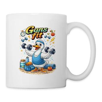 Gans Fit Kraftheld Cartoon - Tasse - Weiß - Rechts
