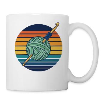 Funny Crochet Yarn Lovers Crochet Hook Retro - Mug - white - Right