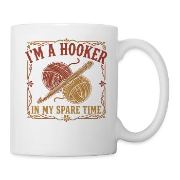 Drôle d’amoureux du crochet : je suis dans mon temps libre - Mug blanc - blanc - Droite