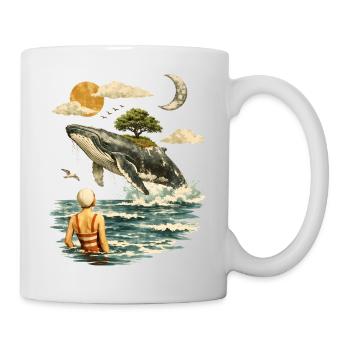 Surreal Whale Scene – Vintage Dreamscape - Mug - white - Right