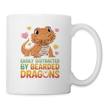  Easily Distracted By Bearded Dragons Lustiger - Tasse - Weiß - Rechts