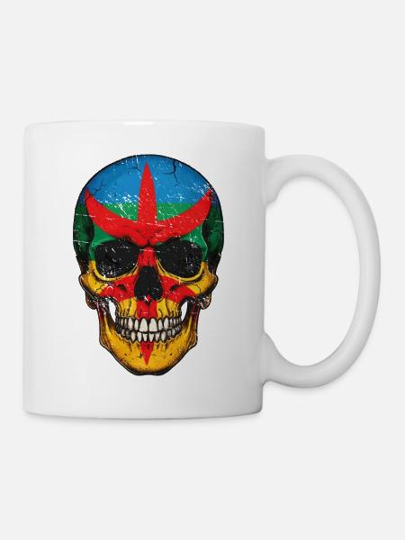 Bunte Berberflaggen-Schädel – Berber-Schädel - Tasse - Weiß