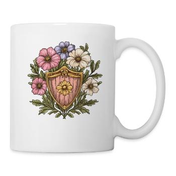 Wappenblumen im Vintage Stil - Tasse - Weiß - Rechts