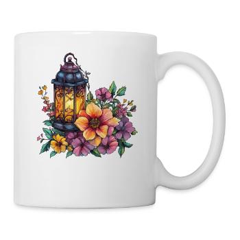 Laterne im Blütenmeer - Tasse - Weiß - Rechts