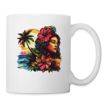 Tropics Woman Hibiscus Beach - Mug - white - Right