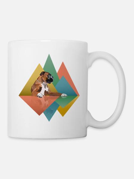 Boxer Dog Geometric - Tasse - Weiß