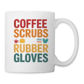 Kaffee Scrubs und Gummi Handschuhe - Tasse - Weiß - Rechts