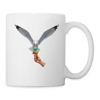 Lustige Möwe Stiehlt Eiscreme - Tasse - Weiß - Rechts