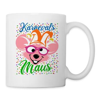 Karnevals Maus | Big Face Kostüm Verkleidung - Tasse - Weiß - Rechts