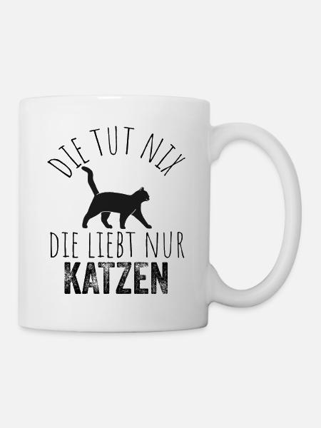 Schwarze Katzensilhouette im Gang - Tasse - Weiß