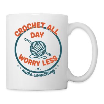Crochet toute la journée S’inquiéter Moins drôle Amoureux du crochet - Mug blanc - blanc - Droite