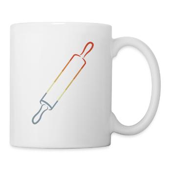 Vintage Nudelholz Skizze - Tasse - Weiß - Rechts