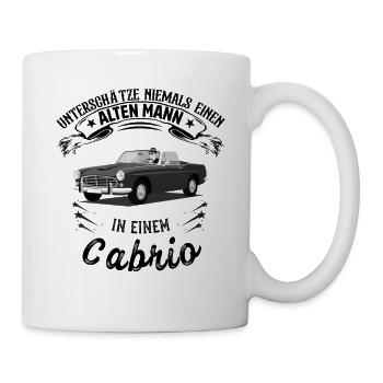 Ne sous-estimez jamais un vieil homme dans une cabriolet - Mug blanc - blanc - Droite