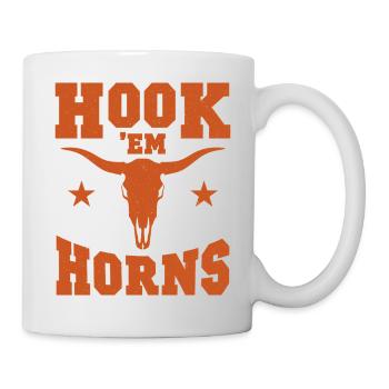 Hook Em Horns Bull Skull Design - Tasse - Weiß - Rechts