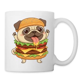 Mignon chien carlin Fast-food Cheeseburger - Mug blanc - blanc - Droite