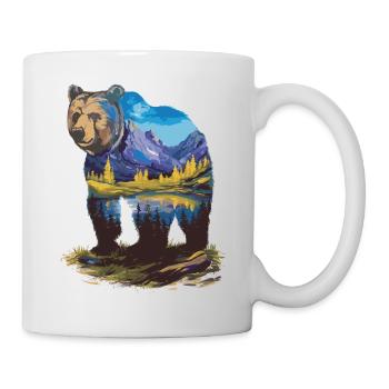 Wander Bear Mountains Lake Retro Nature Design - Mug - white - Right