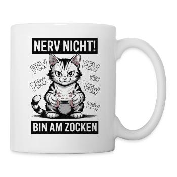 Nerv nicht bin am Zocken Gamer Katze Design - Tasse - Weiß - Rechts