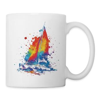 Catamaran - Voilier Multicoque splash art Colorée - Mug blanc - blanc - Droite