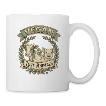 Vegan Love Animals – Design rétro d’amour animal - Mug blanc - blanc - Droite