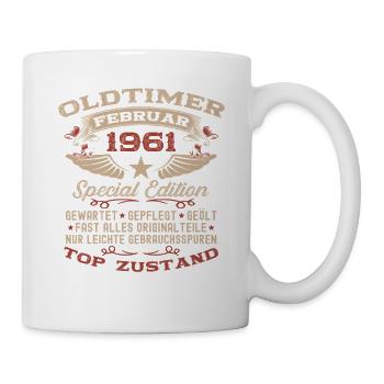 65th Birthday Oldtimer February Vintage 1961 - Mug - white - Right