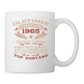 61st Birthday Oldtimer February Vintage 1965 - Mug - white - Right