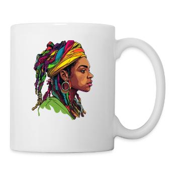 Kopfwrap Farbexplosion Portrait - Tasse - Weiß - Rechts