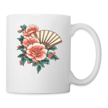 Pfingstrose und Fächer - Tasse - Weiß - Rechts