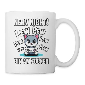 Nerv nicht bin am Zocken Gamer Katze Design - Tasse - Weiß - Rechts