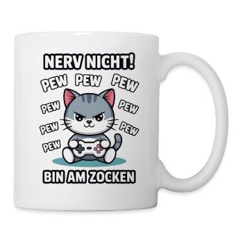 Nerv nicht bin am Zocken Gamer Katze Design - Tasse - Weiß - Rechts