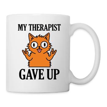Mein Therapeut hat das lustige Katzen-Meme aufgegeben - Tasse - Weiß - Rechts